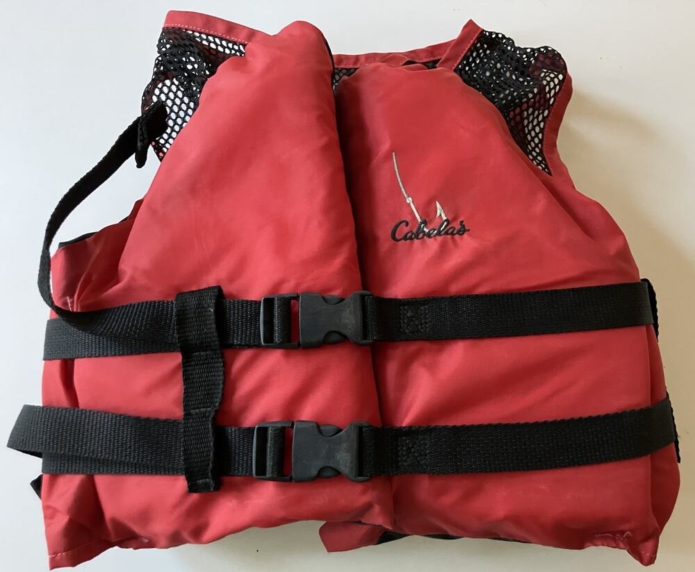 Cabela's Red Youth Life Vest Jacket Floatation Aid - TYPE III PFD 50 - 90 lbs